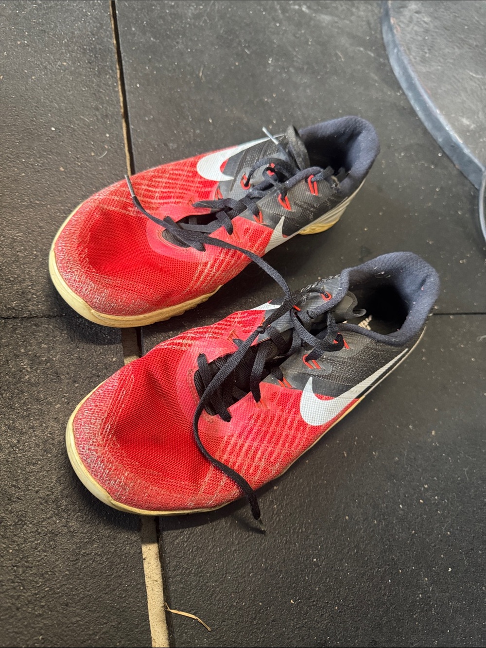 Nike Kids Red and Black Athletic Sneakers with White Swoosh